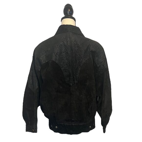 VTG G3 G-III Womens Leather Jacket Black Size S Embossed Snake Designer Pattern - Picture 4 of 7